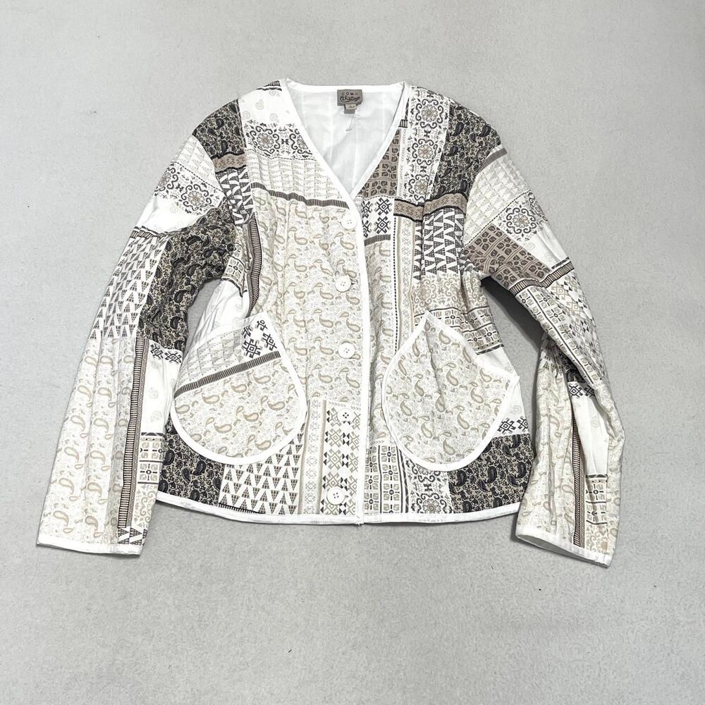 Boho cottagecore quilted blazer jacket Size L